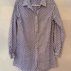 Tory Burch Navy Floral Shirt